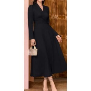 Black Pleated Band Dress