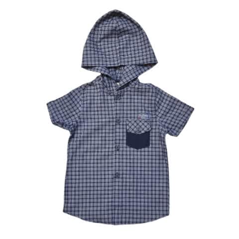 Boys' Short Sleeve Hoodie Shirt - Blue Stripe