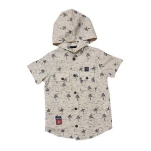 Versatile Short Sleeve Hoodie Shirt Beige