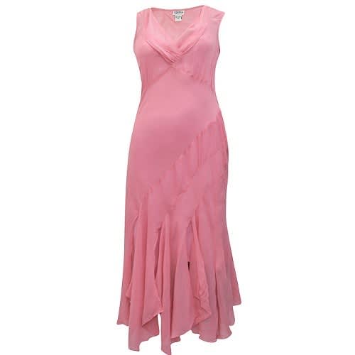 Women Sleeveless Asymmetric Ruffle Dress - Pink